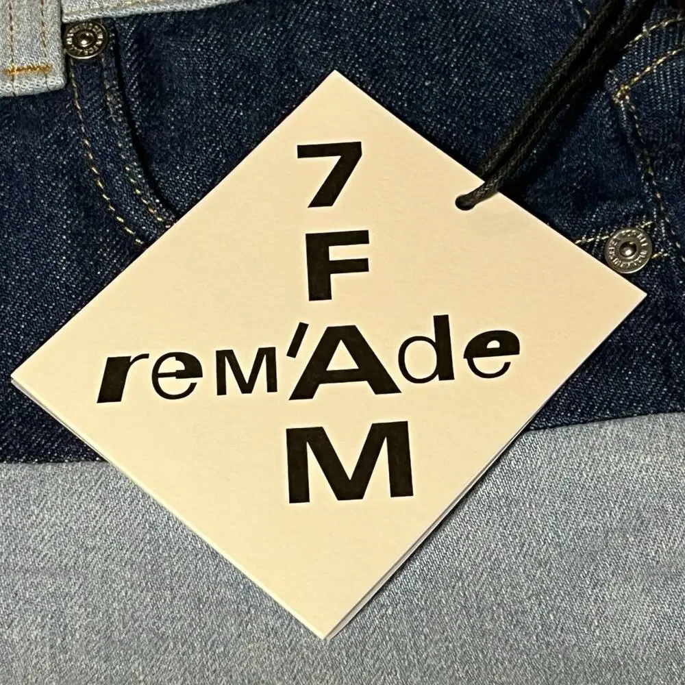 NWT 7 For All Mankind X Marques Almeida Denim Patchwork Short Rem’ade RARE Sz 23
